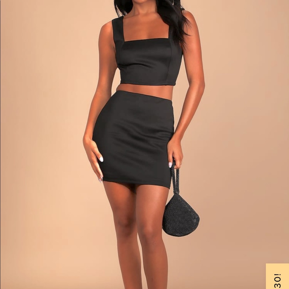 Lulus’s Double Date Black Two-Piece Bodycon Mini Dress. BRAND NEW WITH TAGS.